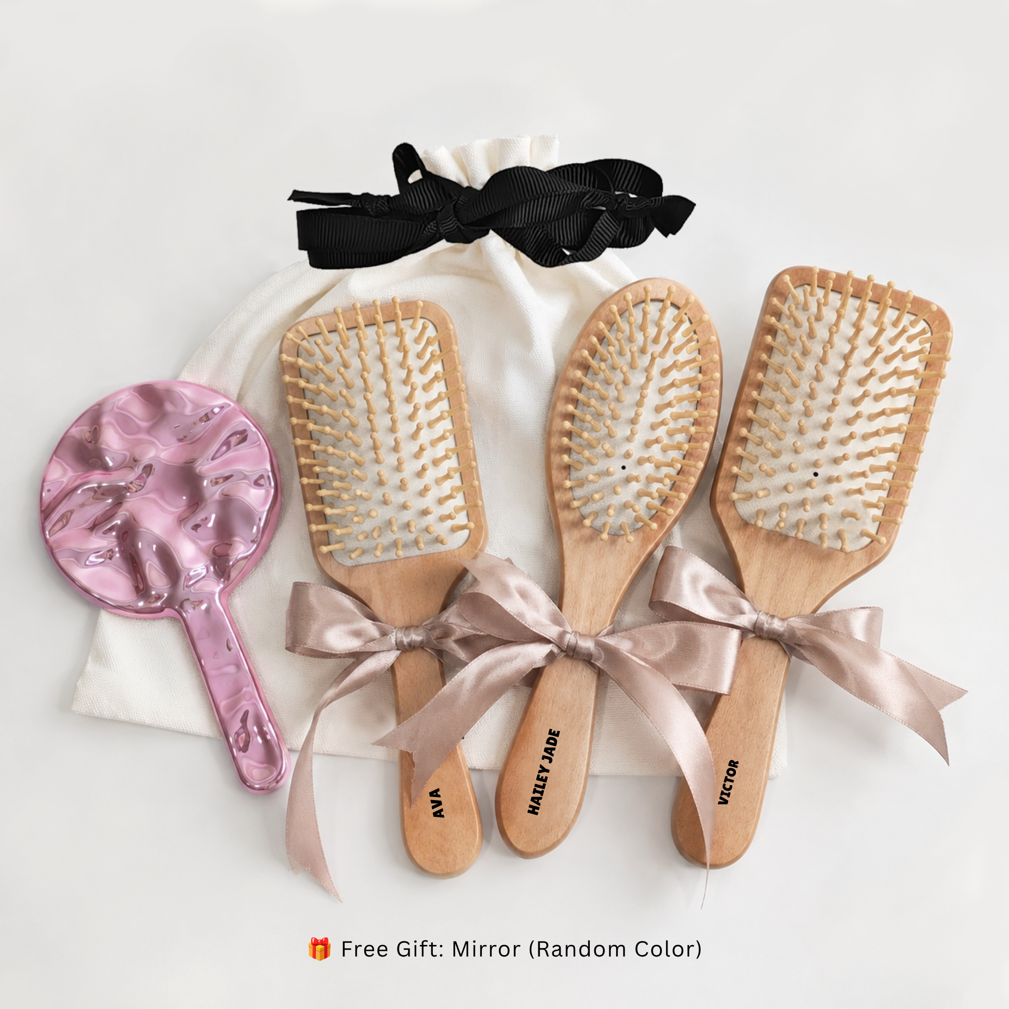 Personalized Hairbrush Gift Bundle | Set of 3 Engraved Brushes