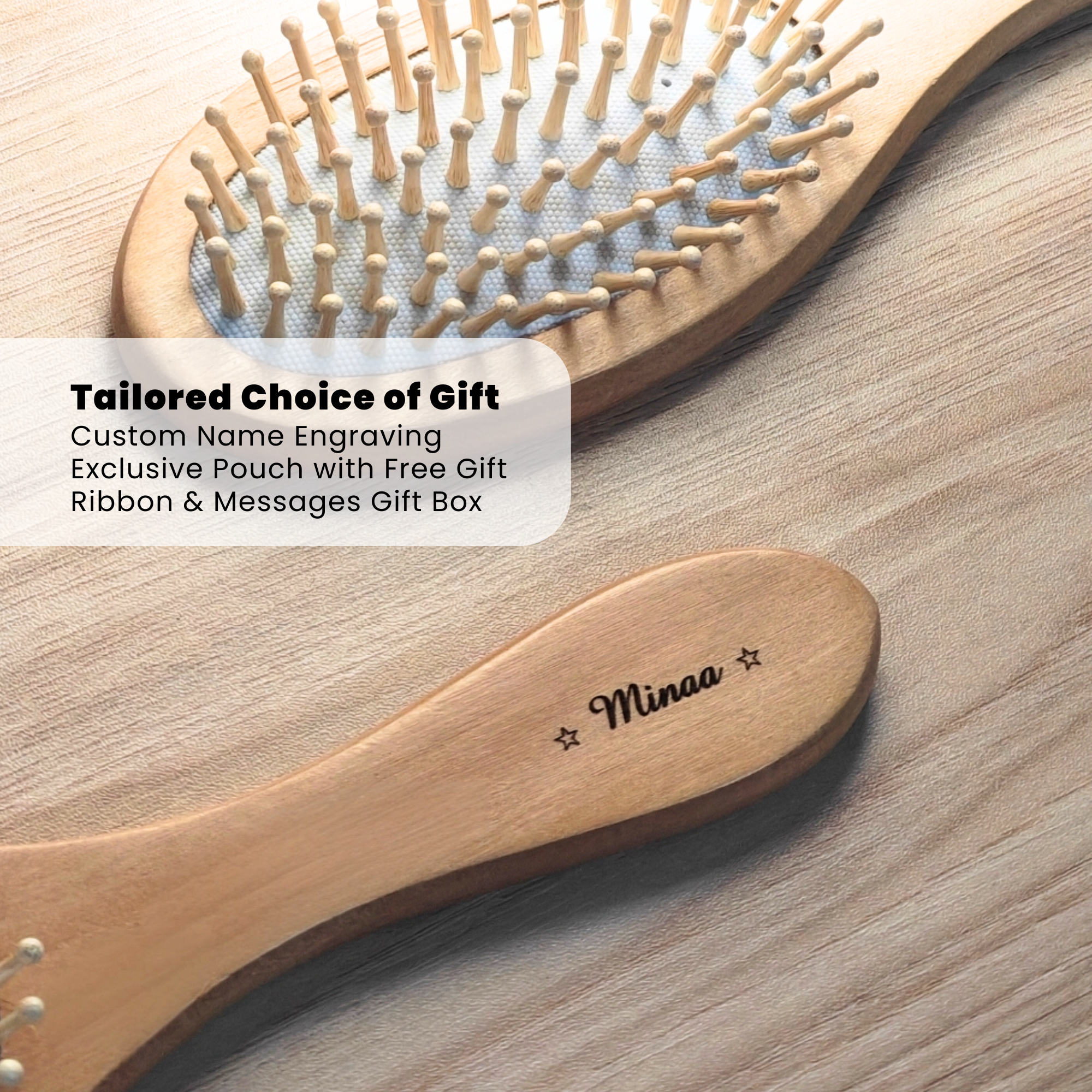 Engraved Wooden Hair Brush | Personalised Gift for Her