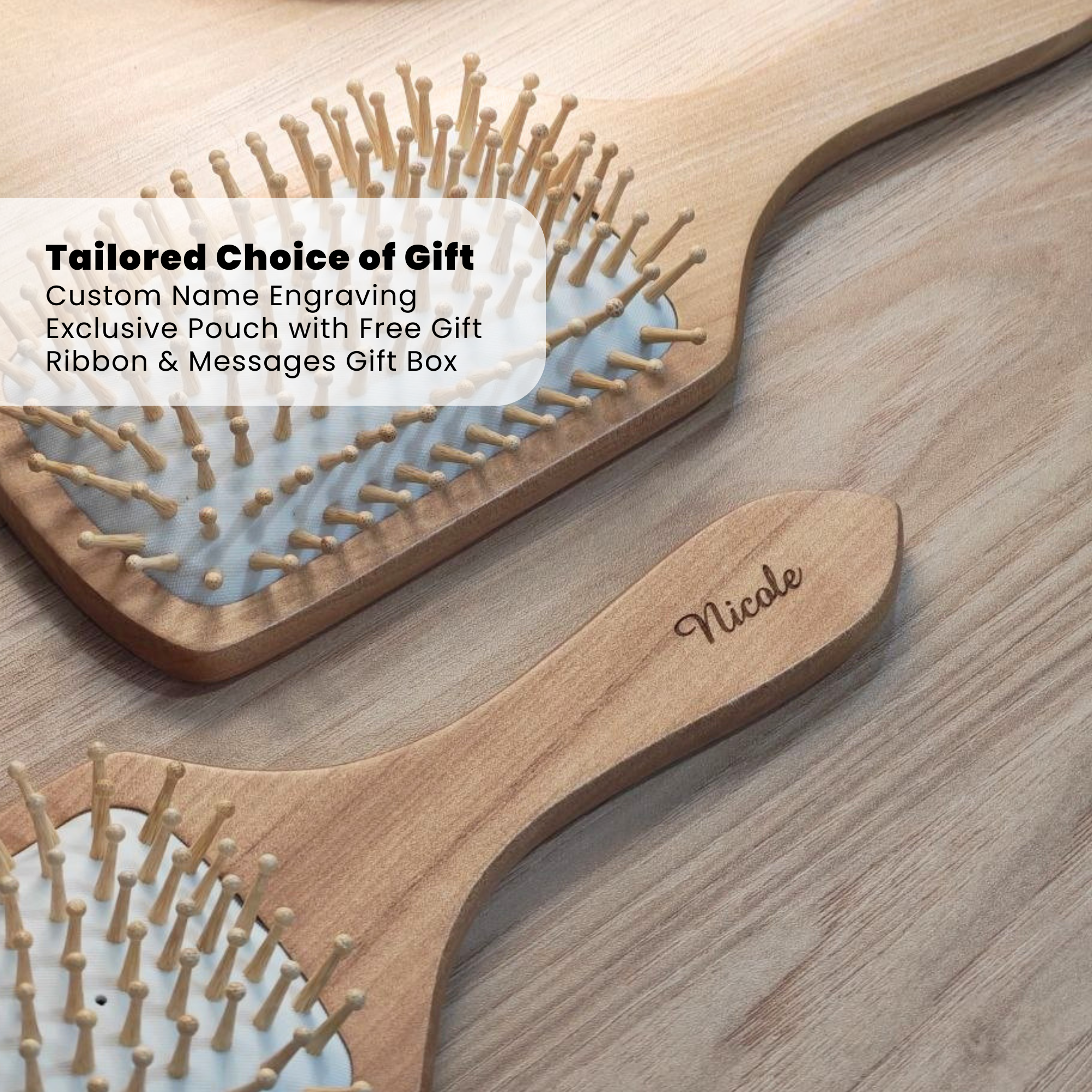 Personalised Wooden Hair Brush | Custom Name Gift