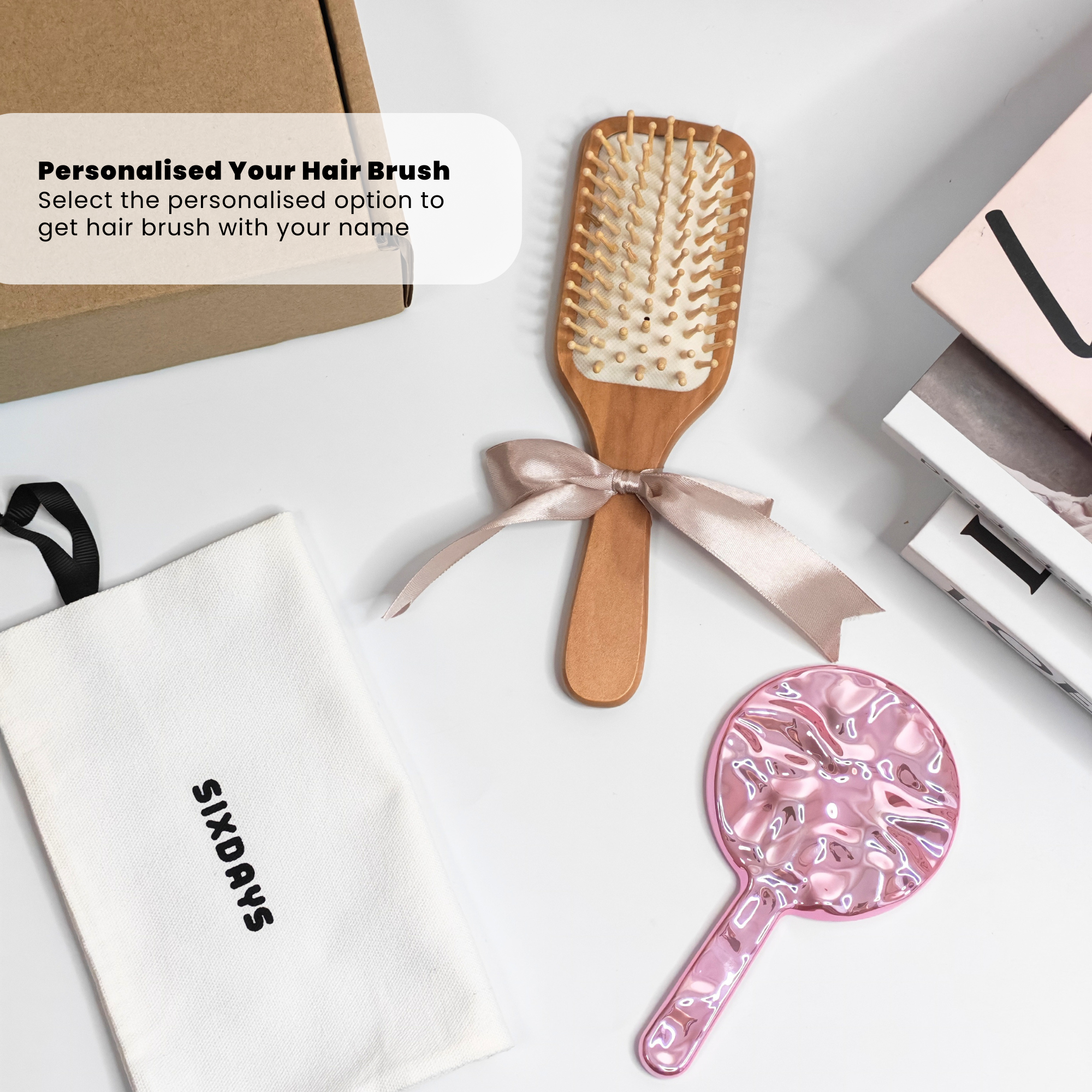 Personalised Hair Brush Gift Set | Engraved Name Gift