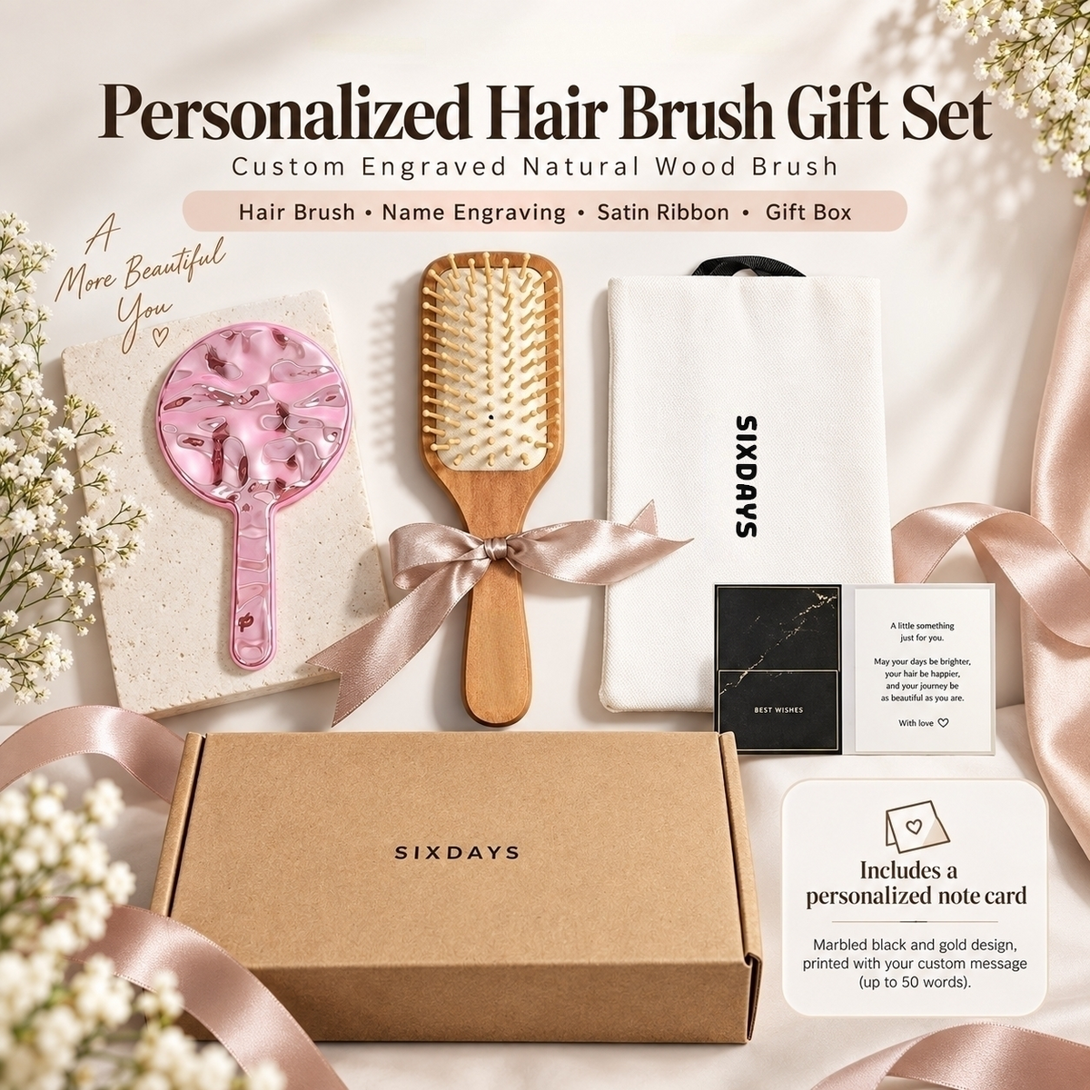 Personalised Hairbrush Gift Bundle — Set of 3